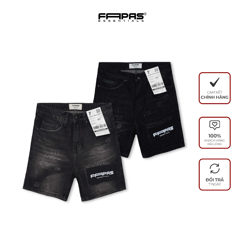 Quần Shorts Jean Nam Kayne Mài Rách In Logo Bụi Bặm Phong Cách Street Style Cool Ngầu Form Relaxed - FAPAS