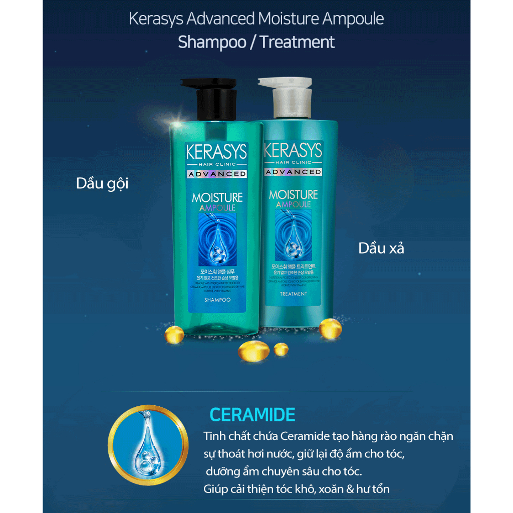 Combo gội xả KERASYS ADVANCED giảm khô xơ gãy rụng, hư tổn chăm sóc tóc chắc khỏe, mềm mượt, bồng bềnh