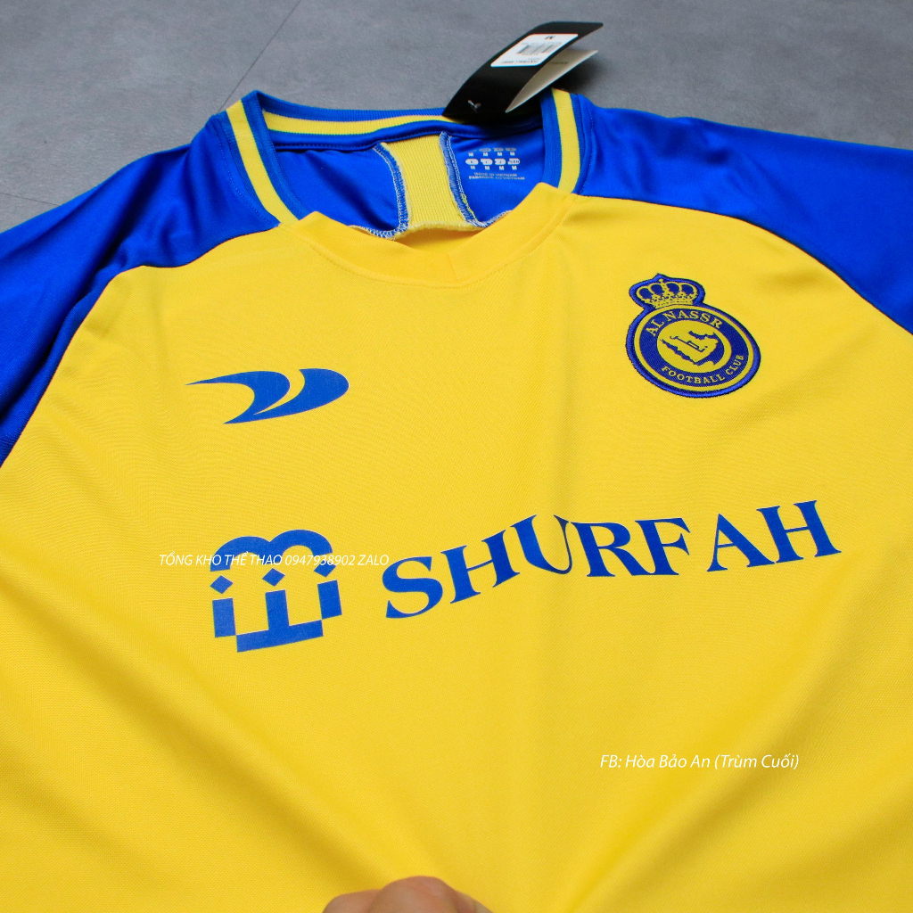Áo đấu Al Nassr của Ronaldo Màu Vàng Quần Xanh Vải thun thái cao cấp