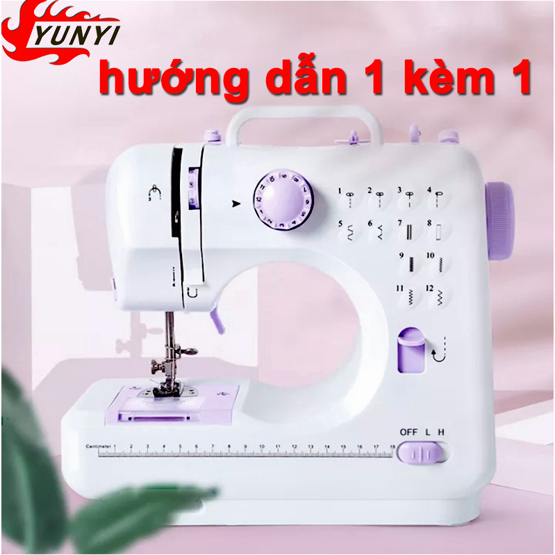 Máy May Mini Gia Đình 12 Đường May, Có Vắt Sổ, May Được Vải Thun Kèm Chân Vịt , Máy may gia dụng mini hai dây tốc độ đa năng