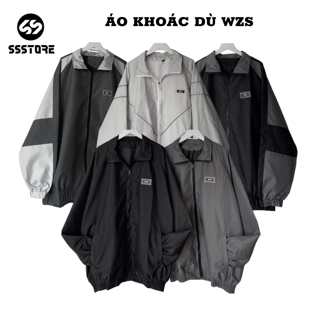 Áo Khoác dù 2 lớp có túi trong tag cao su WZS nhiều màu form rộng unisex nam nữ_SSSTore