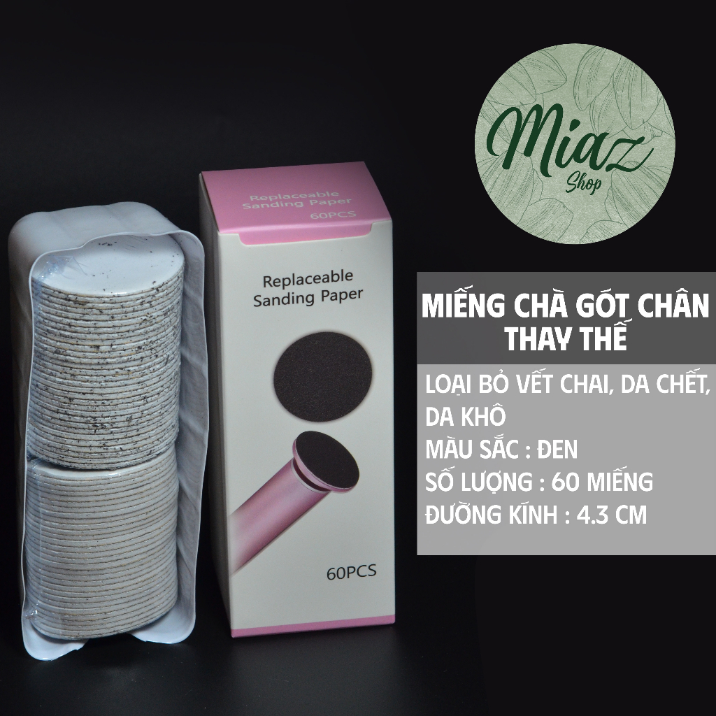 Nhám Thô - Mịn - Mix Hộp 60 miếng nhám chà gót chân, miếng nhám chà gót