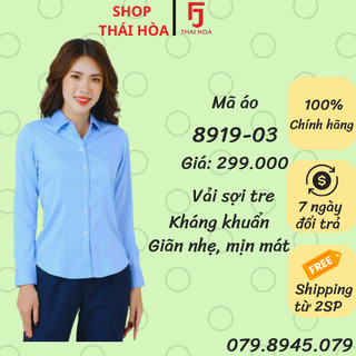 [GIAO HỎA TỐC] Áo sơ mi nữ Thái Hòa sợi tre màu xanh 8919 047