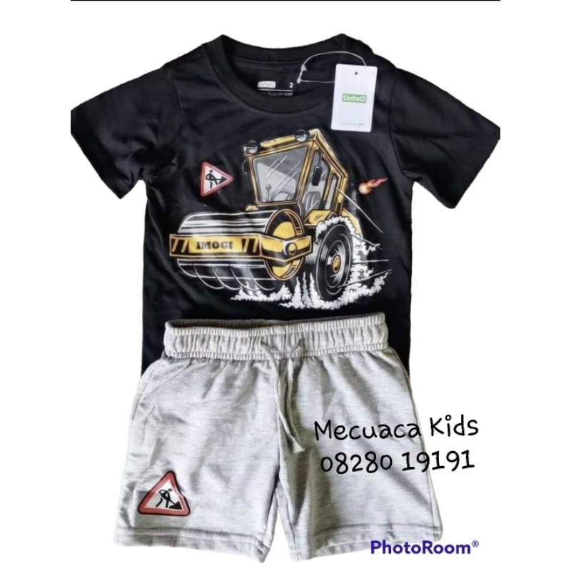 Bộ cộc tay hình ô tô máy xúc xe công trình, quả bóng, siêu nhân cho bé trai xuất dư xịn