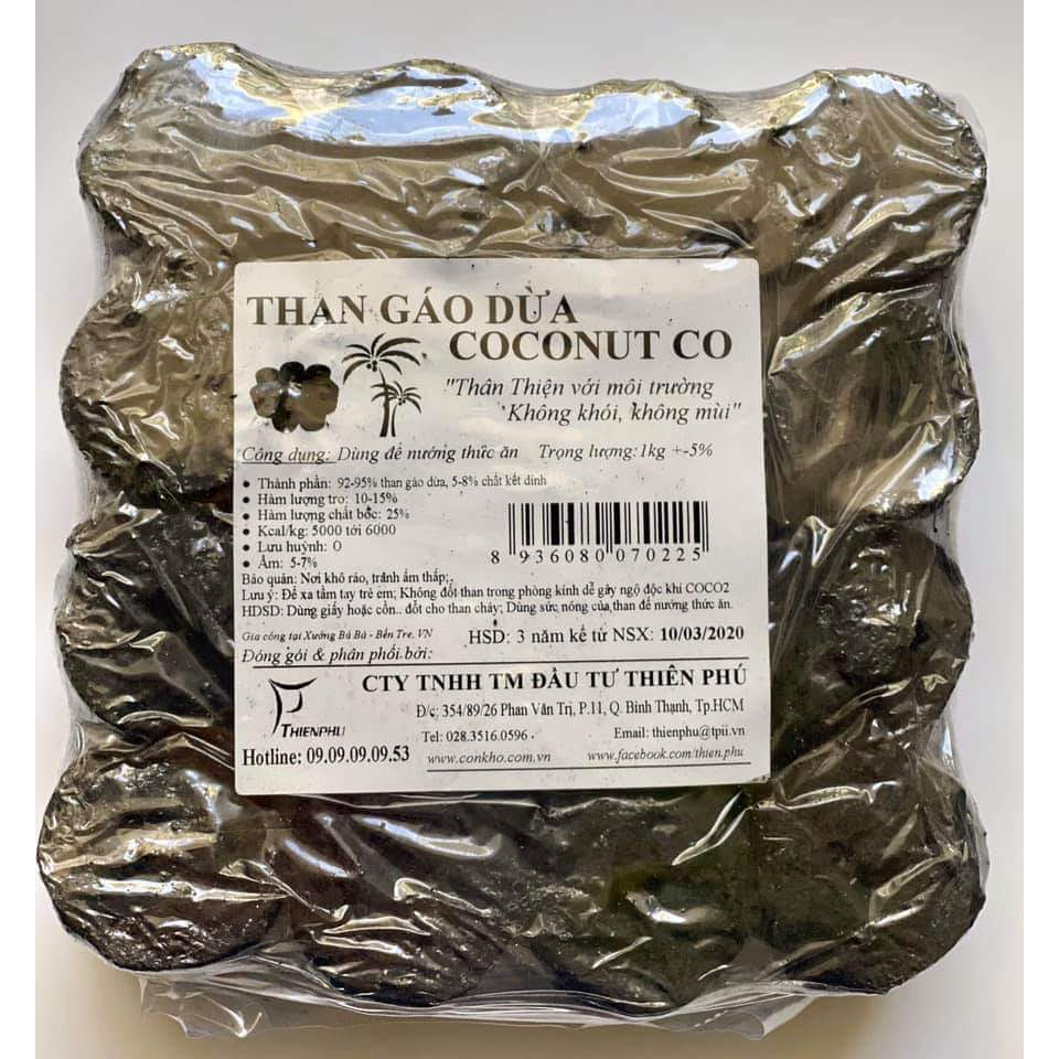 1Kg Than Gáo Dừa Sạch Coconut Co Than Không Khói Dùng Nướng Bbq, Than Hơ Lá Trầu Cho Bé Và Mẹ Sau Sinh (1Kg Gồm16 Viên)