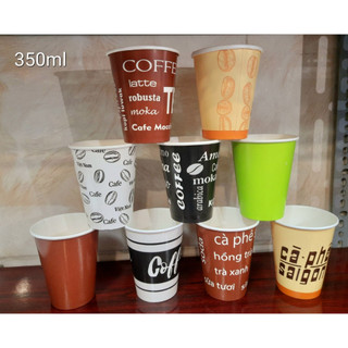 50 Ly Giấy 12oz 350ML 2PE (có nắp hoặc không nắp)   (giao hình ngẫu nhiên)