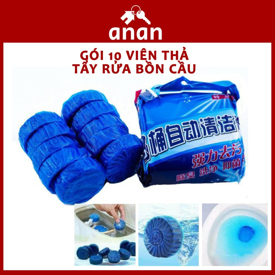 Gói 10 Viên Thả Tẩy Rửa Bồn, Viên Tẩy Rửa Vệ Sinh Toilet Diệt Khuẩn, Tẩy Sạch Mảng Bám, Khử Mùi Nhà Vệ Sinh Hiệu Quả