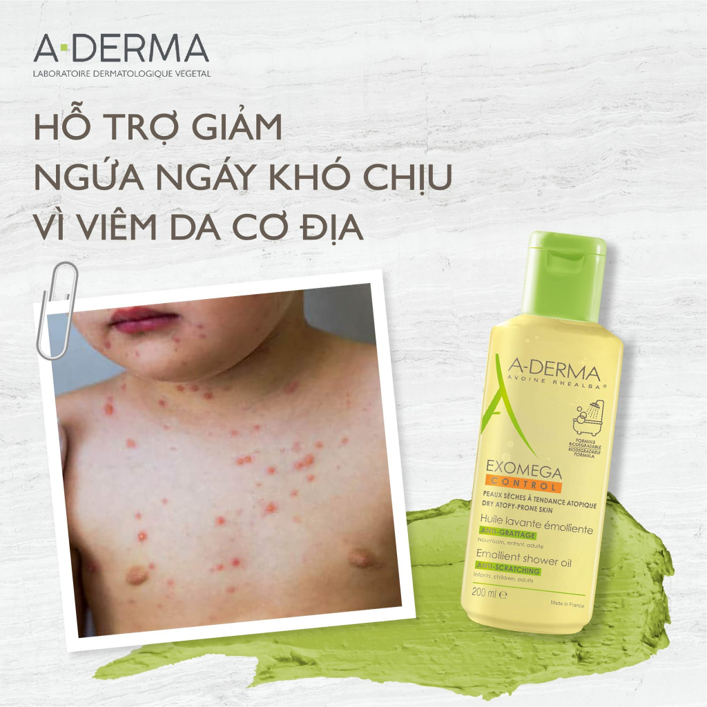 ADERMA Exomega Control Shower Oil - Dầu Làm Sạch Cho Da Viêm Cơ Địa Đến Da Rất Khô