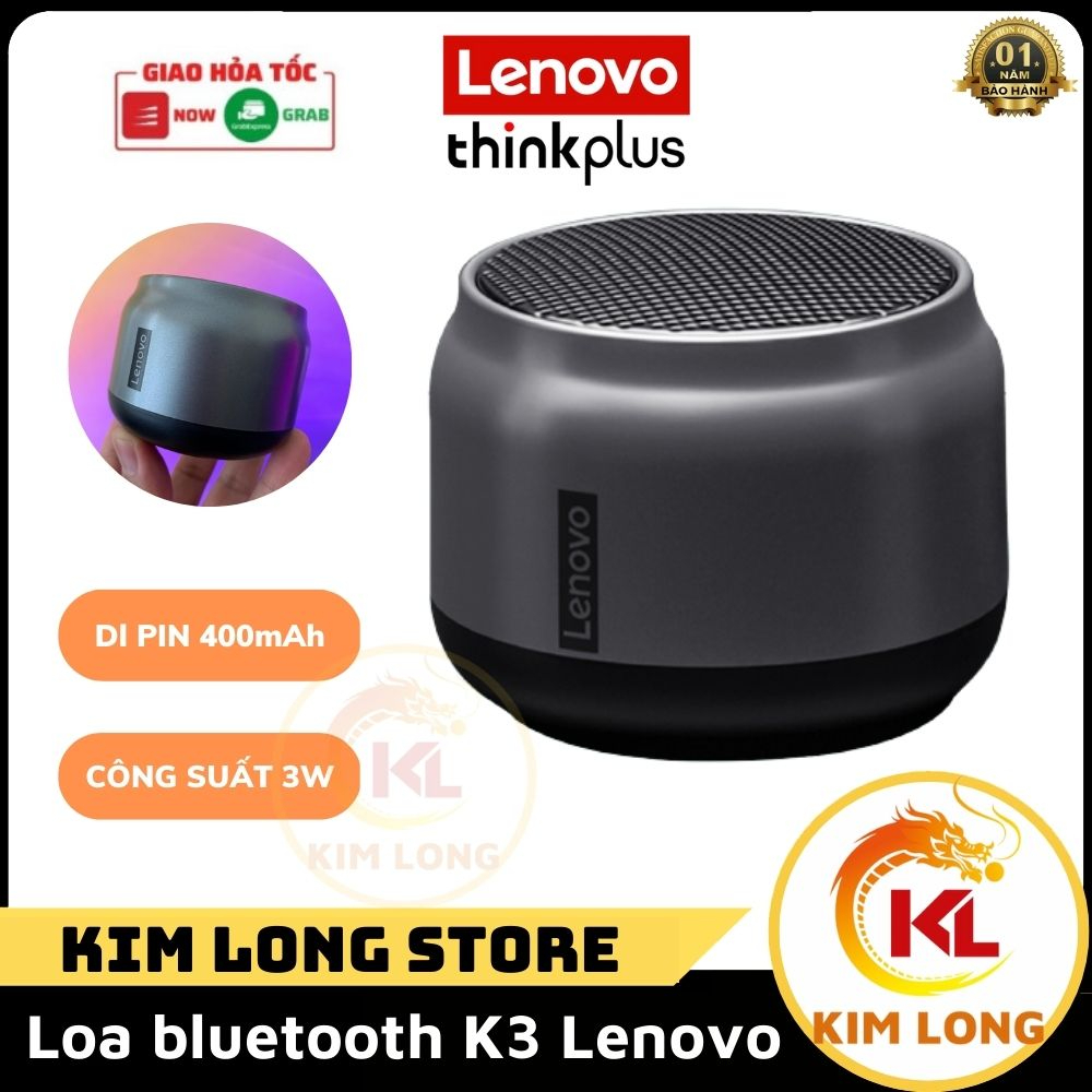Loa bluetooth 5.0 Lenovo K3 nhỏ gọn với âm bass sâu không dây thích hợp cho thể thao ngoài trời với thời lượng pin trâu