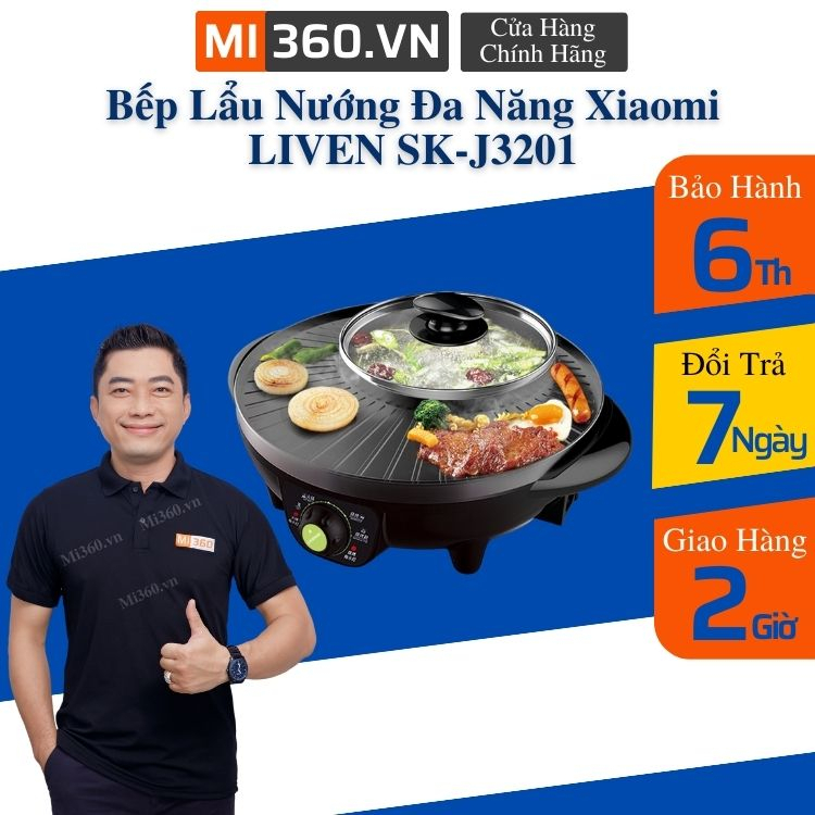 Bếp Lẩu Nướng Đa Năng Xiaomi LIVEN SK-J3201 - BH 6 Tháng - Mi 360 Chính Hãng