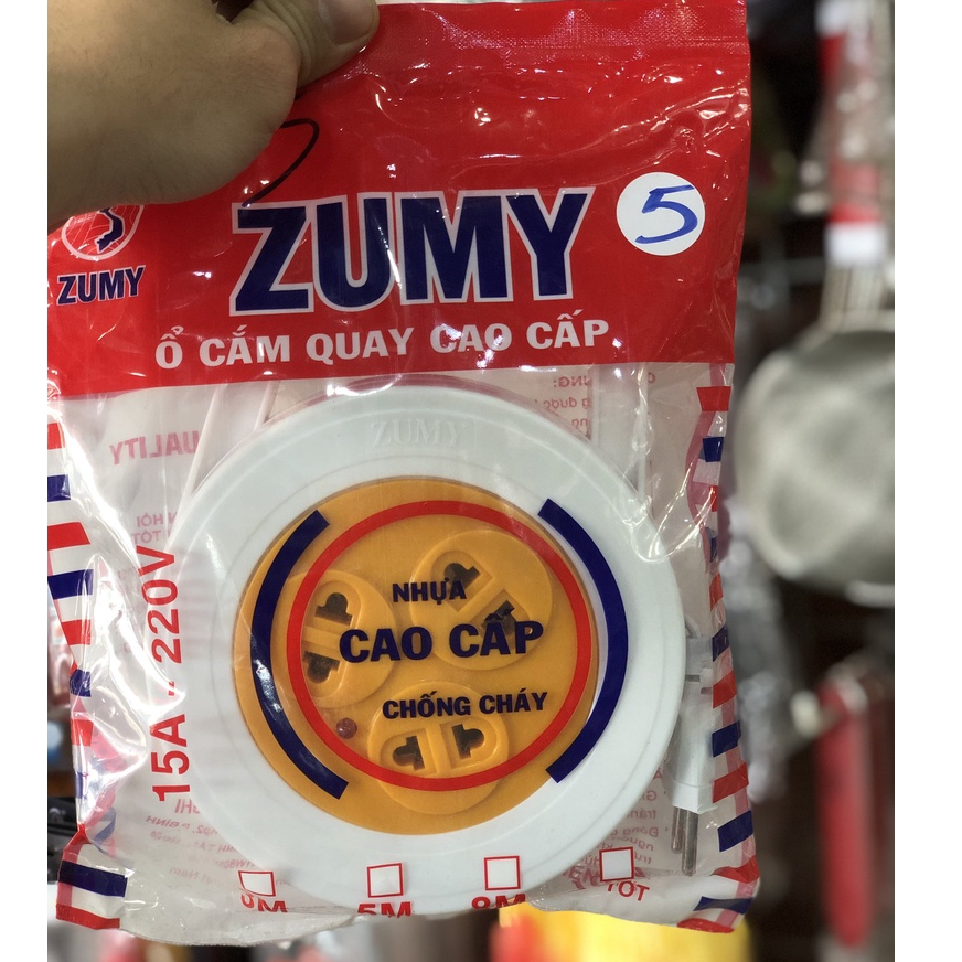 Ô Cắm ĐIện ZUMY 5 Mét (250v-15A) ổ Điện Đa Năng chịu nhiệt,Chống Cháy Sản Xuất Tại Việt Nam