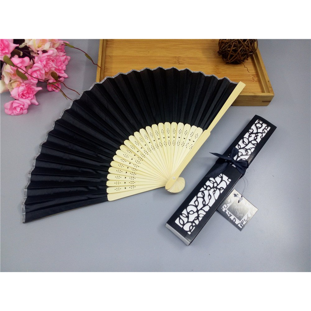 (m35 kèm hộp đựng) Quạt xếp cổ trang vải màu trơn xinh xắn cosplay phong cách Trung Hoa