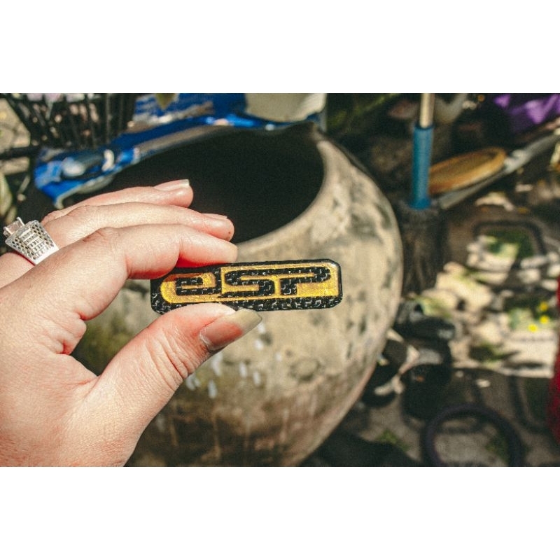 TEM NỔI ESP VÀNG DÁN PÔ E Đúc Sợi CarbonFiber Cao Cấp