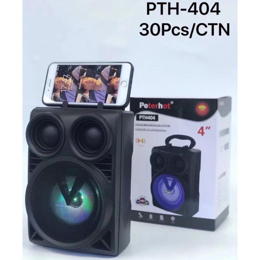 Loa PTH404 Karaoke Stereo Di động Không dây với Đèn DISCO và Loa Bluetooth Tặng kèm Micrô Hot NEW new