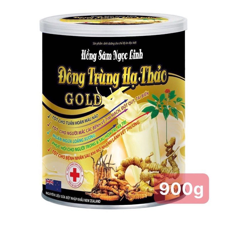 Hộp 900 sữa Hồng sâm ngọc linh Đông trùng hạ thảo Gold giúp bồi bổ cơ thể tăng cường sức đề kháng dùng dc cho người già