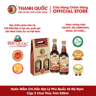 Nước mắm chỉ dẫn địa lý Phú Quốc - Thanh Quốc 43N, chai thủy tinh 520ml