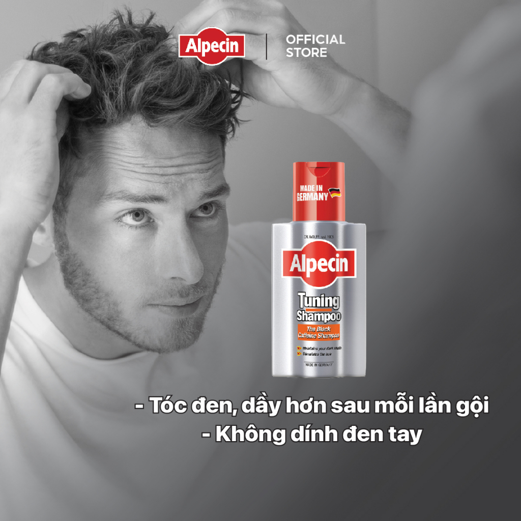 Dầu gội phủ bạc caffeine Alpecin Tuning 250ml giúp làm đen tóc tự nhiên, ngăn rụng tóc