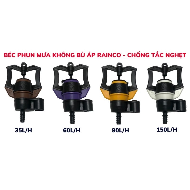 Béc Tưới Phun Mưa 360⁰ Rainco RX 150 Không Bù Áp Chống Tắc Nghẽn Lưu Lượng 35-60-90-150L/h7