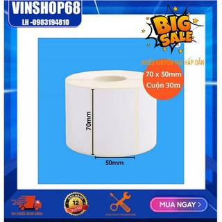 Decal nhiệt in tem nhãn 70x50, cuộn30m