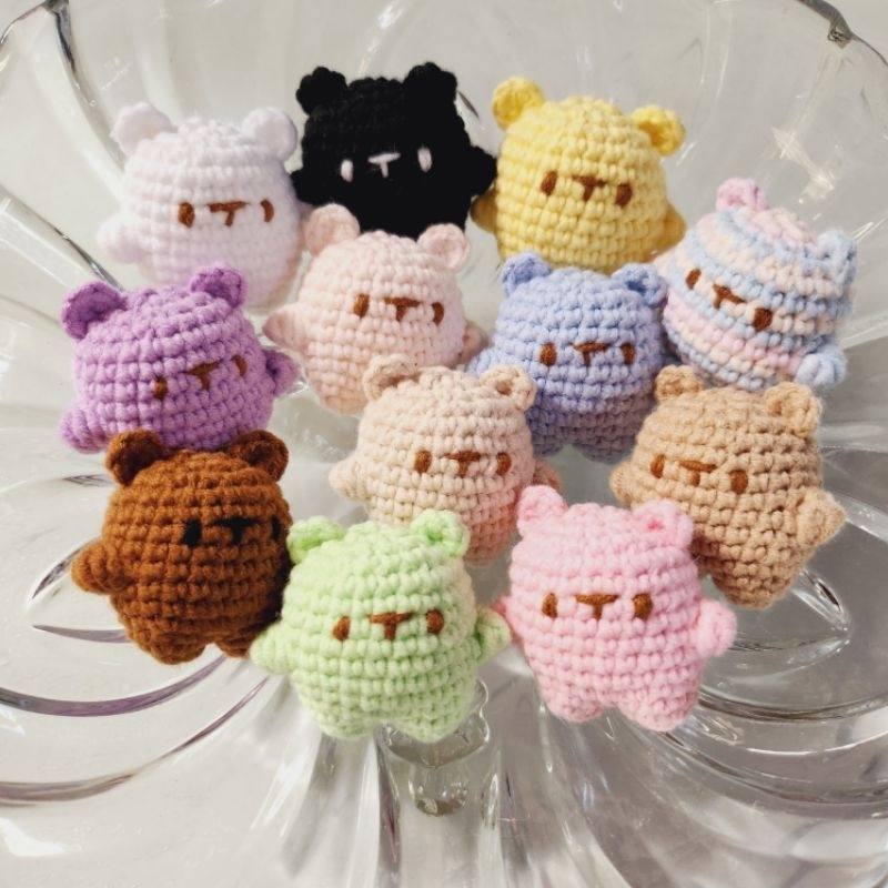 Móc khóa gấu răng móc len mini - Amigurumi tooth beary