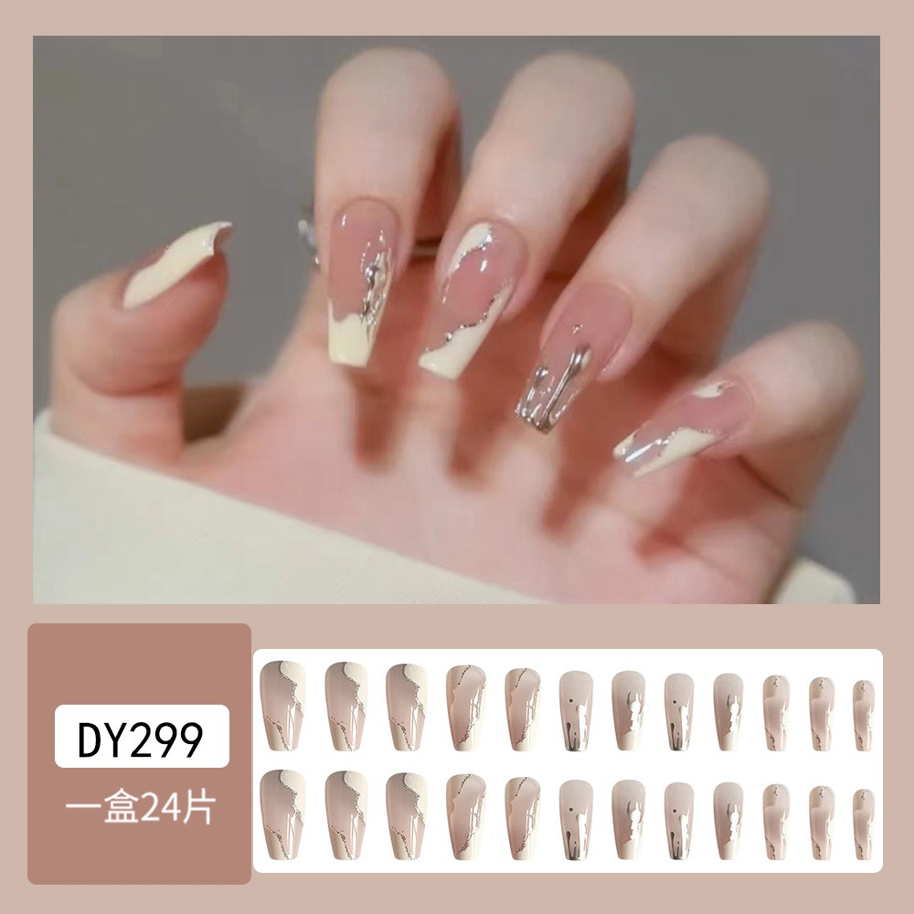 Móng tay giả thiết kế caro giá rẻ đẹp màu đỏ đô có hộp Nail box đẹp MINIGIRL MG18