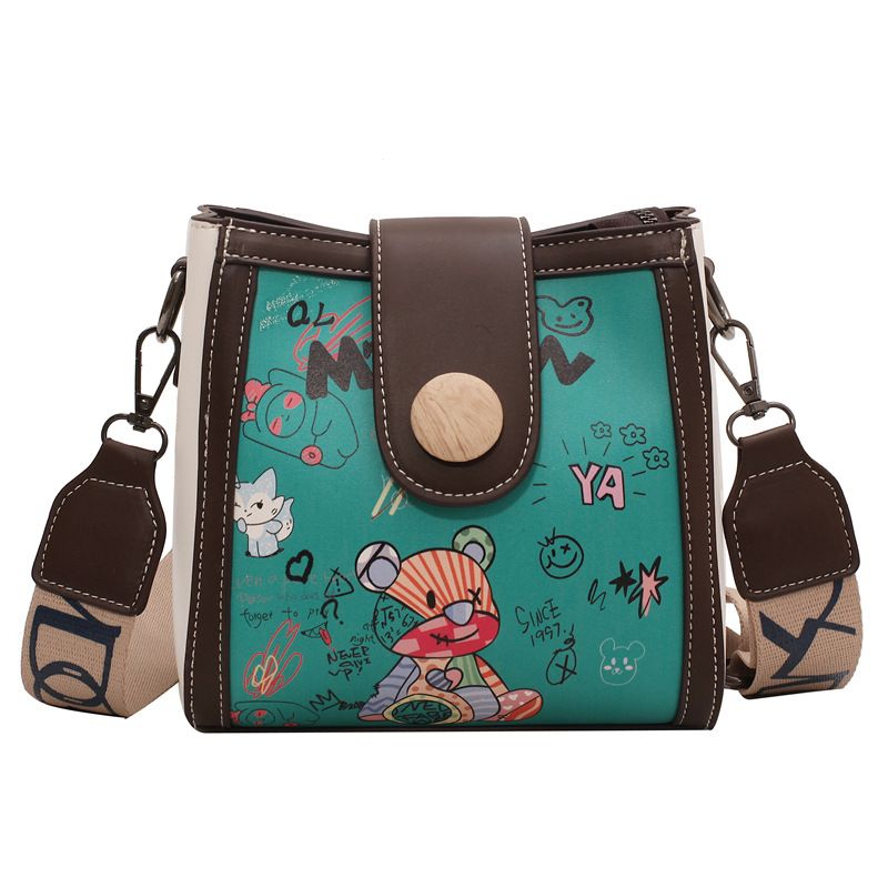 Túi đeo vai nữ da PU cao cấp HV23 hình dễ thương dây bản to - túi đeo chéo nữ PU