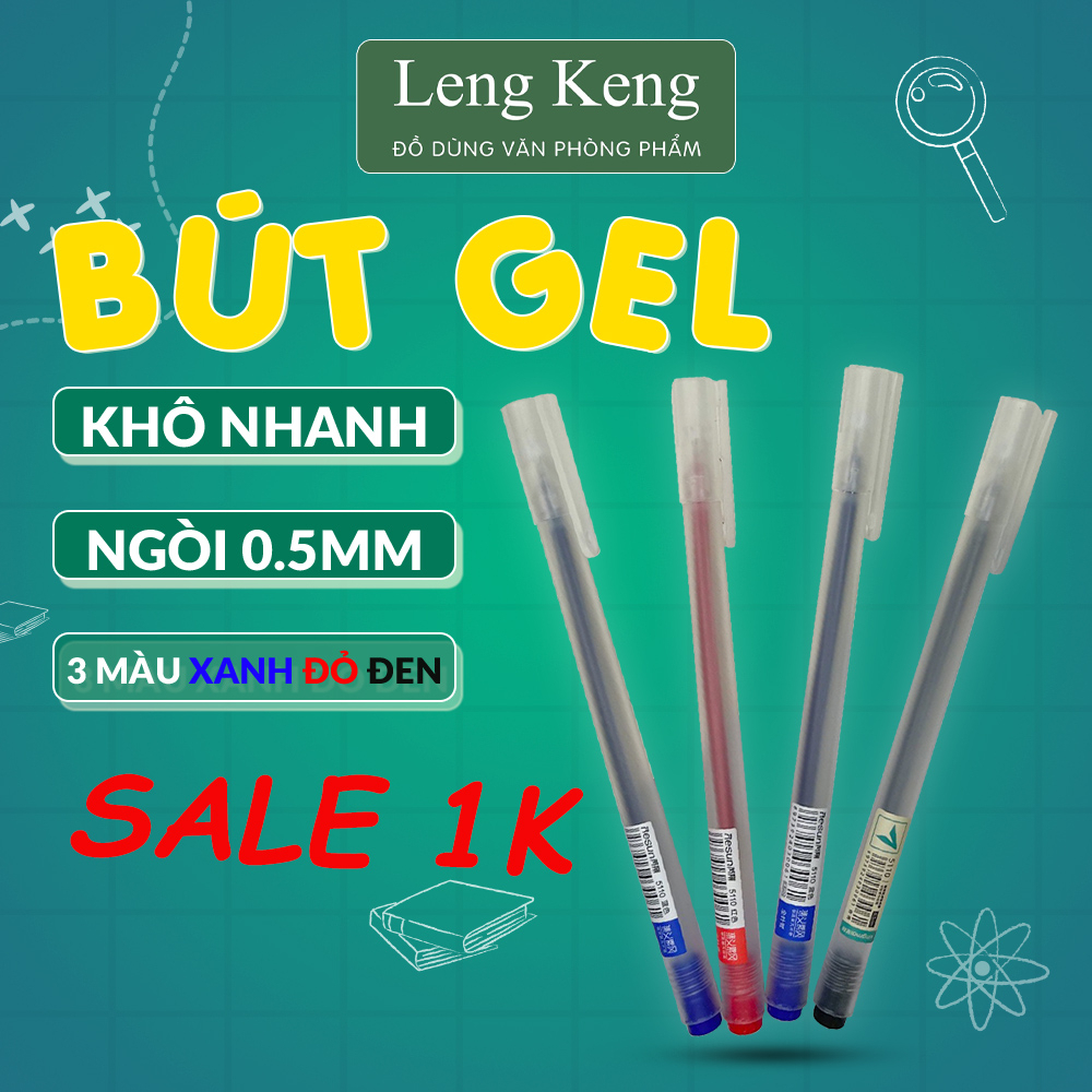Bút gel ngòi 0.5mm văn phòng phẩm LENG KENG viết trơn mực đều nét chữ đẹp B12