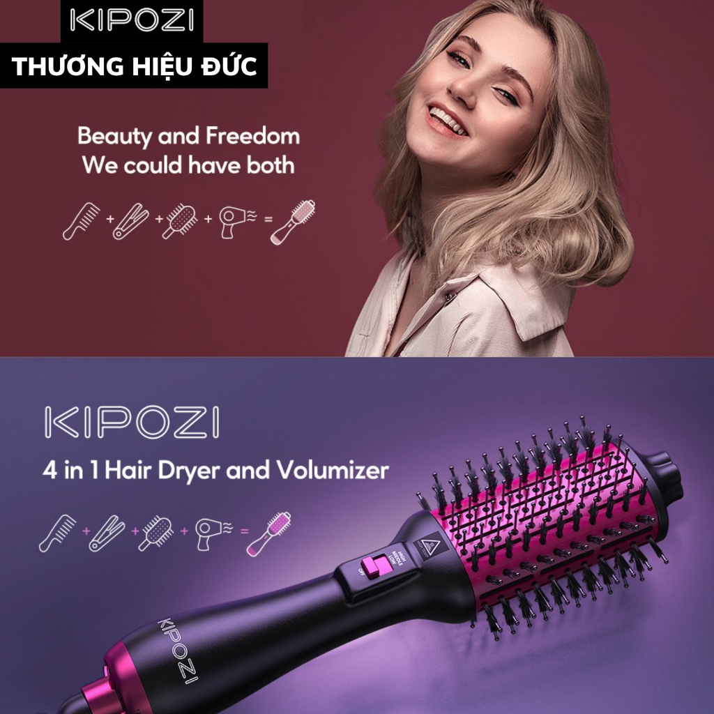 Lược điện KIPOZI HY033 thương hiệu đức, lược điện đa năng làm thẳng và uốn tóc 4 trong 1 tiện lợi Bảo Hành 2 Năm đổi mới