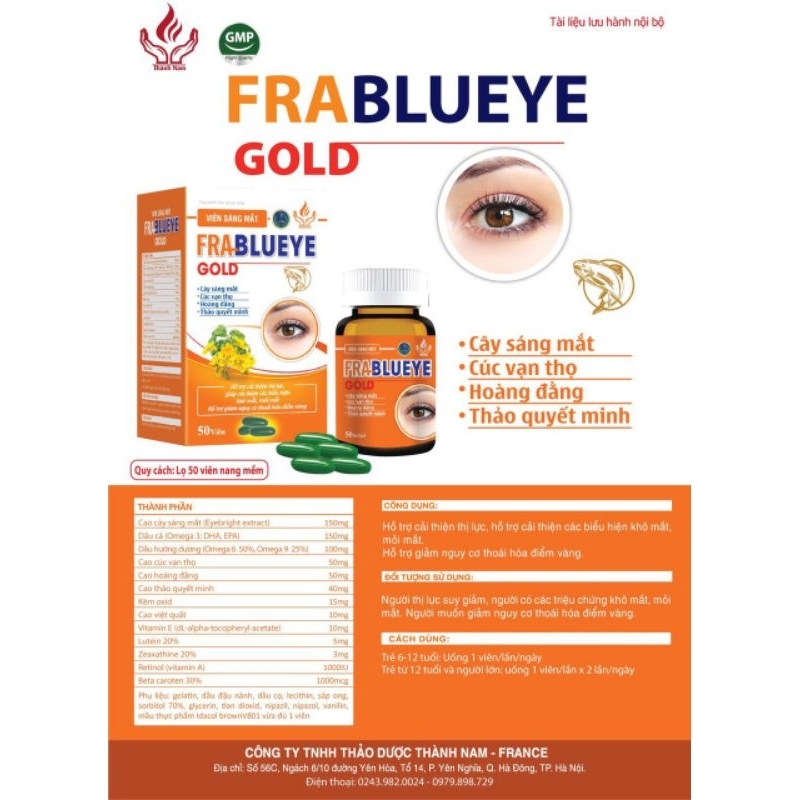 Viên Sáng Mắt FRA BLUEYE GOLD Lọ 50 Viên_ Dược Thành Nam
