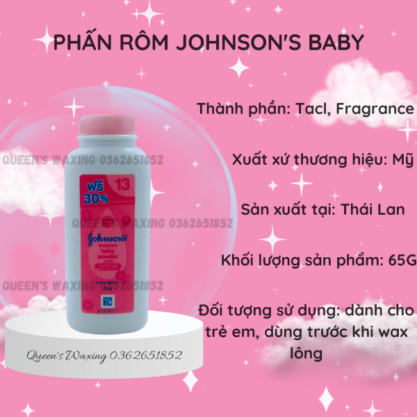 Phấn rôm Johnson s Baby Powder 65g dùng trước khi wax lông, dành cho trẻ em