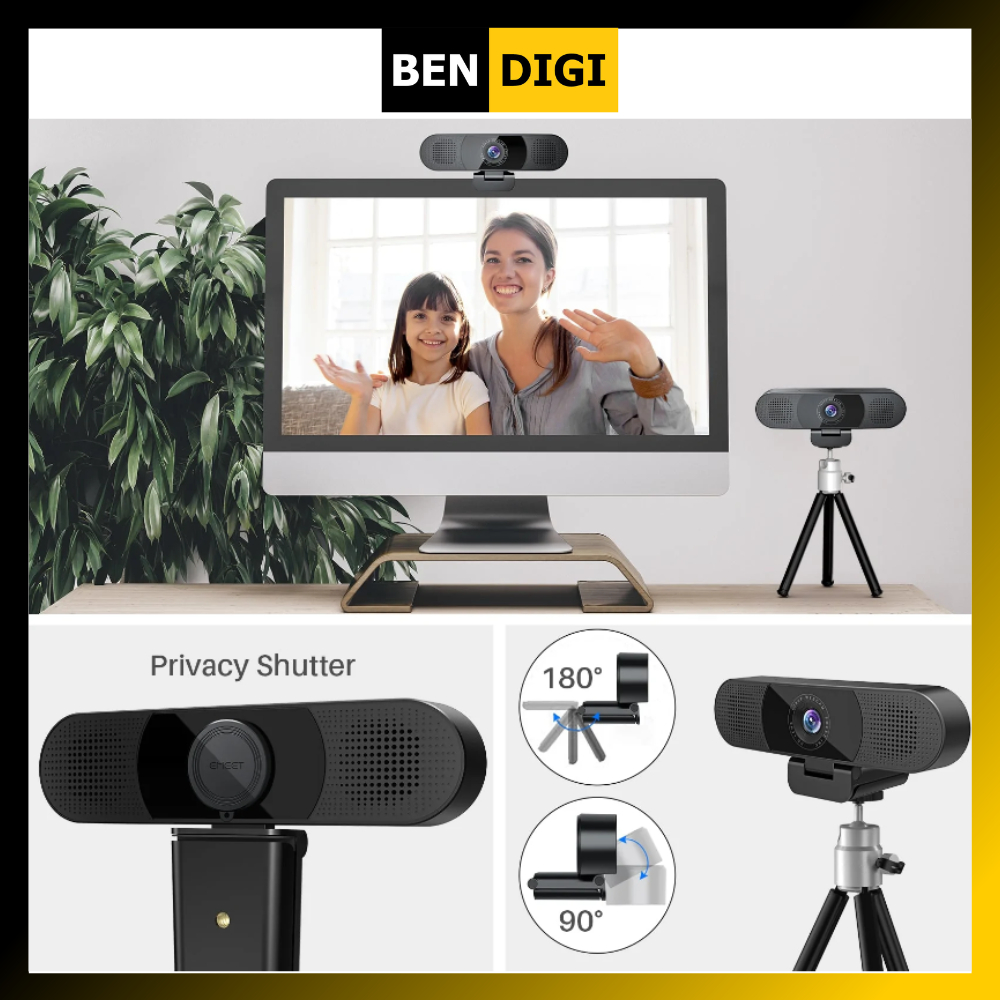 Webcam họp trực tuyến eMeet C980 Pro full HD 1080p kèm mic kèm loa - Hàng chính hãng
