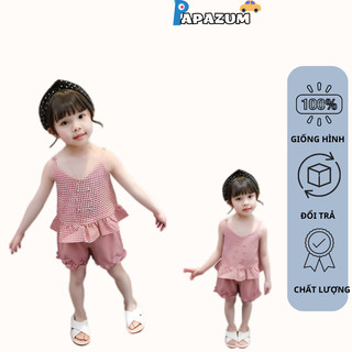 Bộ thô đũi bé gái, set đồ kẻ phong cách hàn quốc papazum se1544