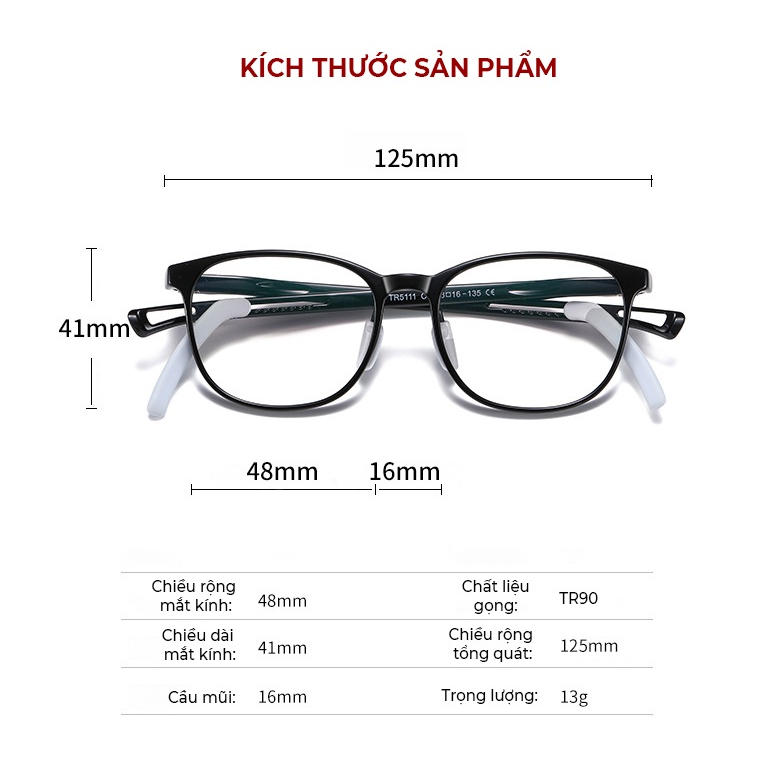 Kính Chống Ánh Sáng Xanh Aoron Chống Cận Cho Bé Có Gài Tai Chống Rơi, Gọng TR Dẻo Có Thể Thay Thế Mắt Kính AK104