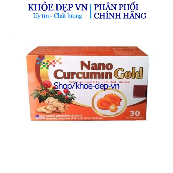 Viên uống Nano Curcumin Gold, giúp giảm tác hại của hoá trị, xạ trị, giảm viêm loét dạ dày - Hộp 30 viên