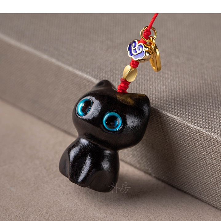 Móc treo mèo đen, mèo mun làm từ gỗ đàn hương - Mang lại may mắn tài vận