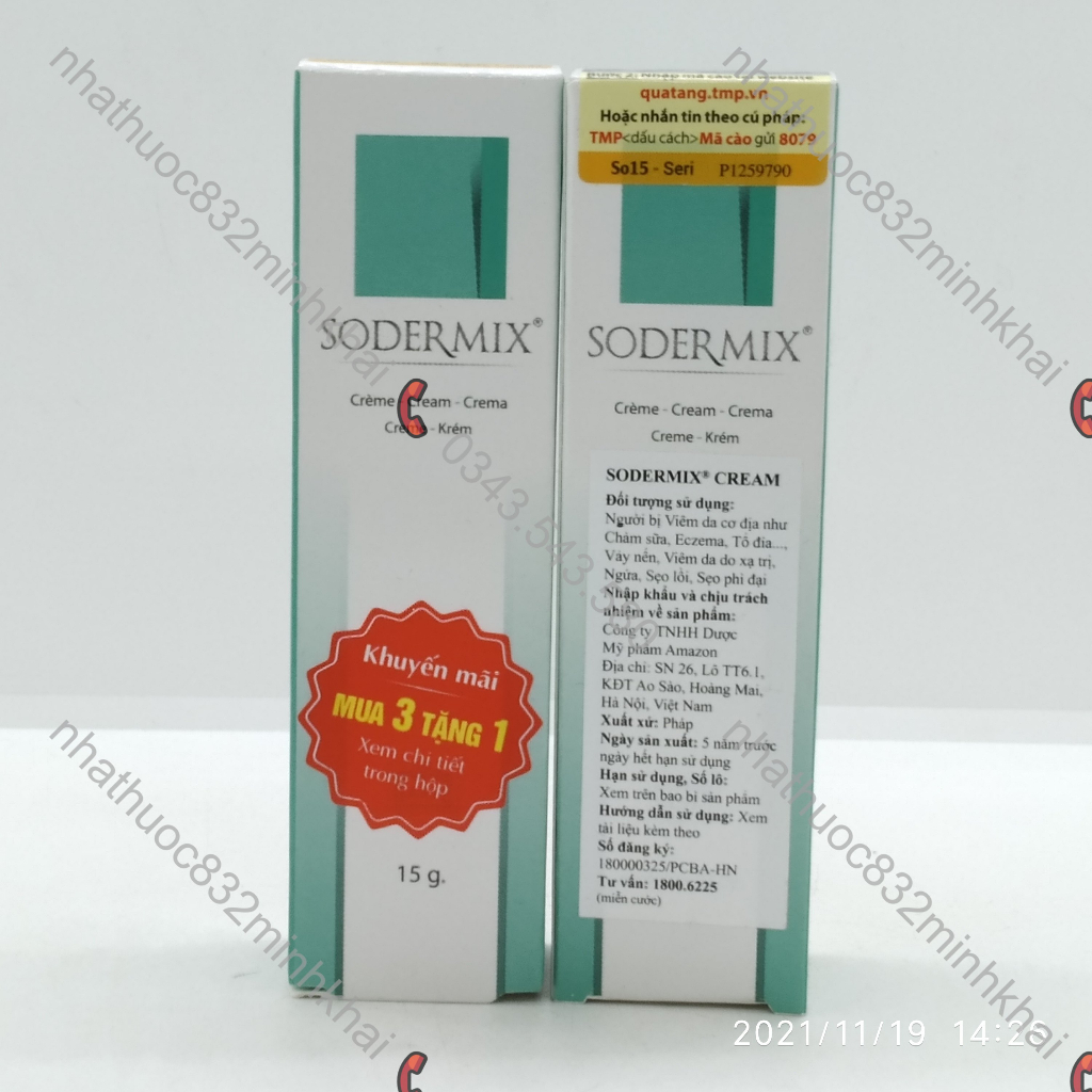 Kem bôi Sodermix 15g - Hết viêm da, ngừa tái phát - chuyên tràm sữa, viêm da cơ địa và sẹo nhập khẩu nguyên hộp từ Pháp