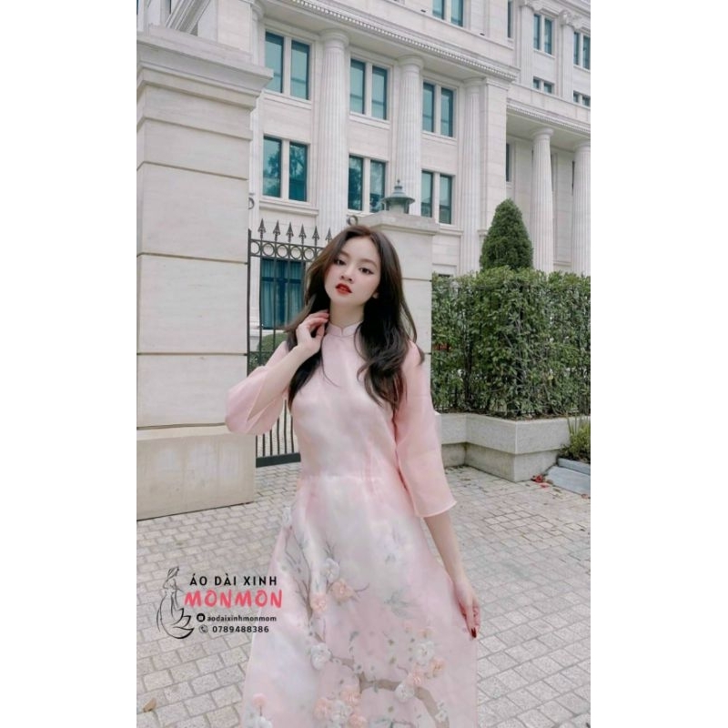Áo dài cách tân nữ KIM NGÂN, áo dài màu vàng chất organza áo dài 4 tà siêu xinh, áo dài cưới đi tiệc sự kiện tết