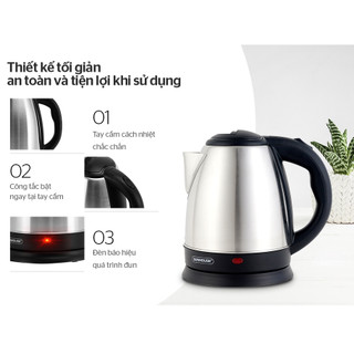 Ấm Siêu Tốc Inox 1.8L- Bình Đun Siêu Tốc Sunhouse
