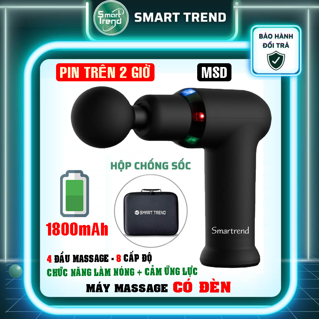 Máy massage cầm tay Smart Trend MSD | Máy mát xa chính hãng có Chức năng LÀM NÓNG "Đảm Bảo" Pin SD trên 2 giờ/lần xạc