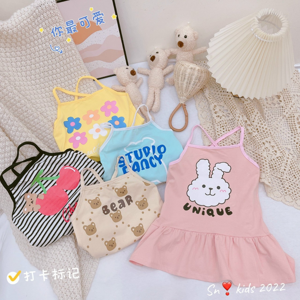 quần áo trẻ em hàng chất cotton hàng việt nam xuất khẩu váy 2 dây cho bé gái Lucky Shop