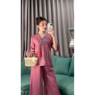 ĐỒ LAM ĐI CHÙA MẪU NỮ LỤA THÊU CỔ CAO CẤP