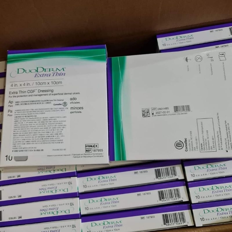 Hộp 10 miếng dán mụn và vết thương Duoderm extra thin 10x10cm, 5x20cm và 20 miếng 5x10cm
