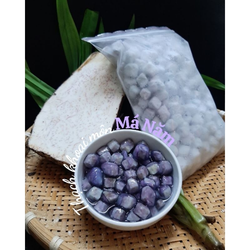 Thạch trân châu khoai môn uống trà sữa