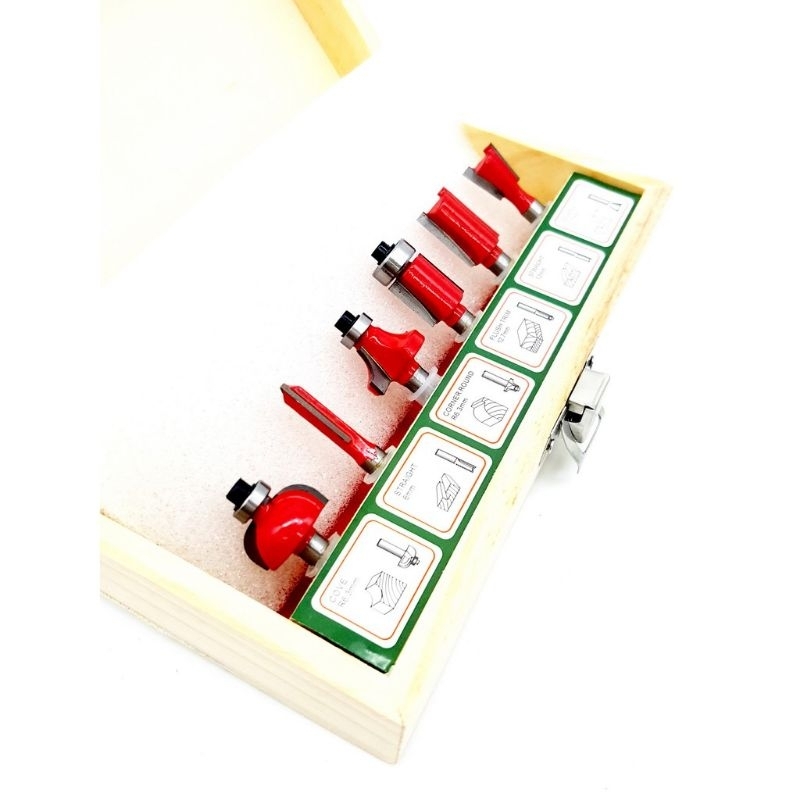 Bộ mũi phay gỗ 6 món cốt 6.35mm dùng cho máy phay cầm tay mini