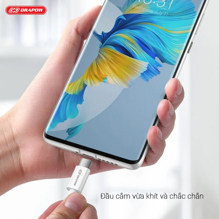 Cáp sạc nhanh 100W Type C to Type C CZ11 chính hãng Drapow tự điều chỉnh dòng điện phù hợp với thiết bị