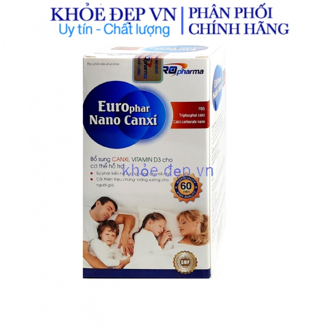 Viên uống Nano Canxi Vitamin K2 D3 bổ sung canxi, hỗ trợ phát triển xương và chống loãng xương – Hộp 60 viên