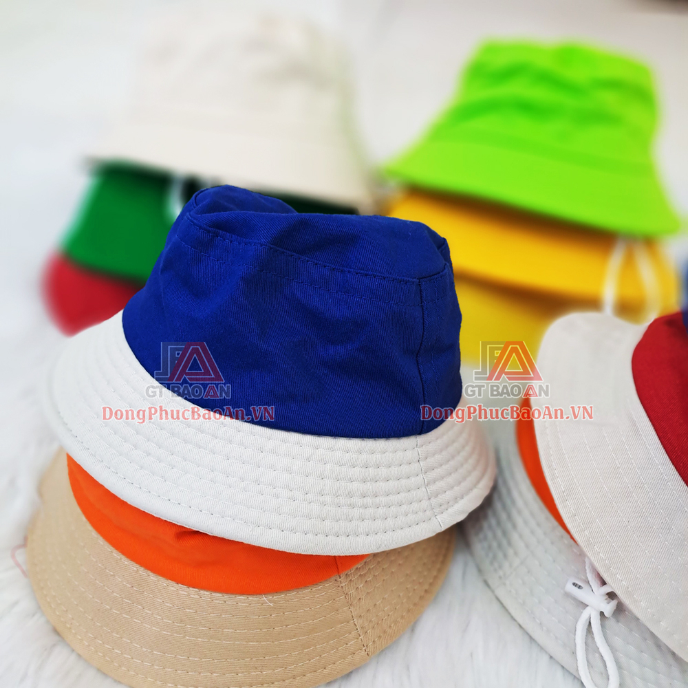 Nón tai bèo trơn cho bé MẦM NON, TIỂU HỌC -  Nón có dây tăng đơ vải KAKI COTTON 100% cao cấp