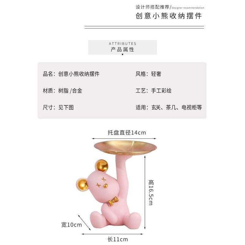 Tượng Gấu BearBrick GD016 Ôm Khay Đựng Bánh Kẹo Trang Trí Nhà Cửa Hàng Thủ Công Mỹ Nghệ Hot Trend Tiktok