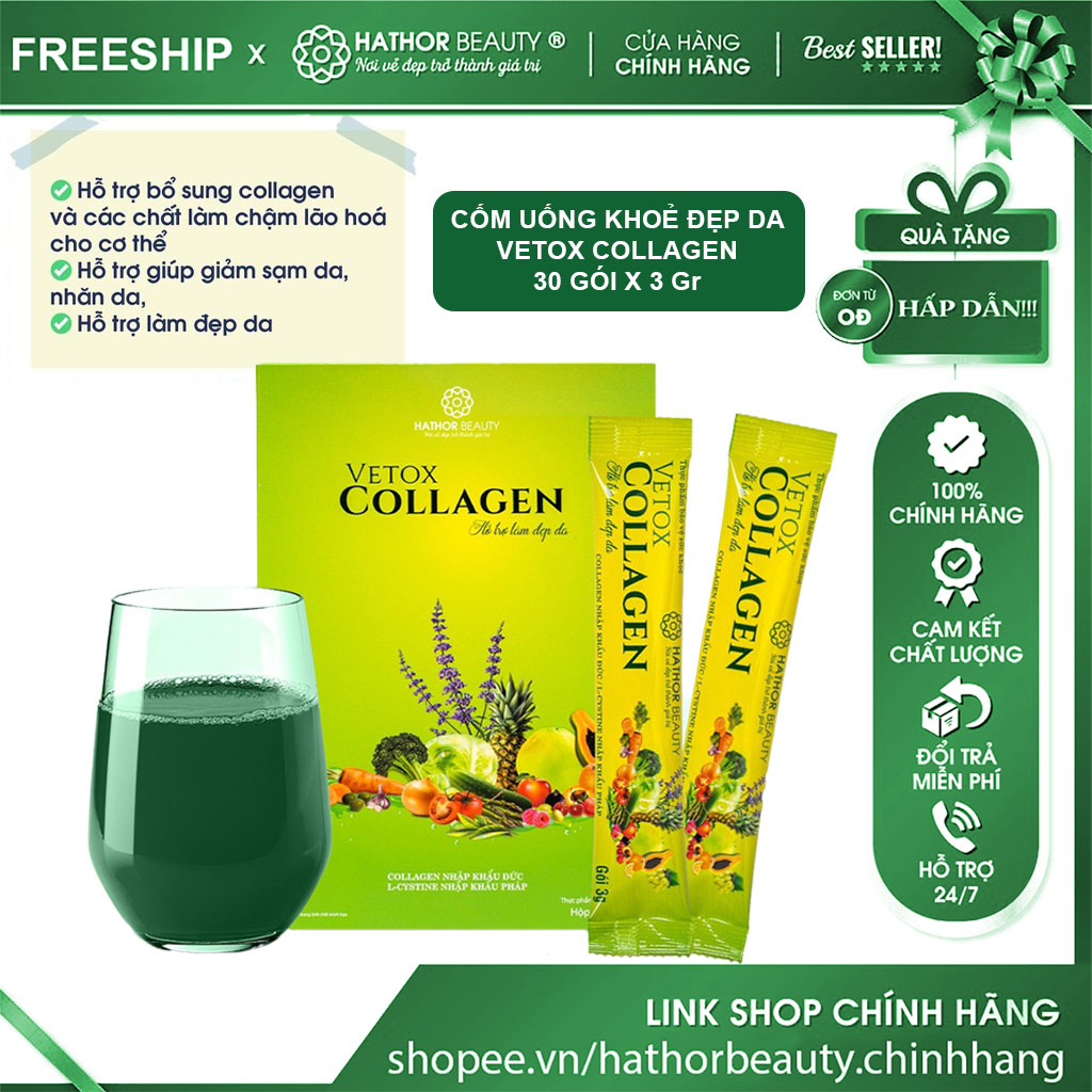 𝐕𝐄𝐓𝐎𝐗 𝐂𝐎𝐋𝐋𝐀𝐆𝐄𝐍 - Hỗ trợ thải độc, giữ da tươi sáng, đẹp da ngăn ngừa lão hóa- Hathor_Beauty