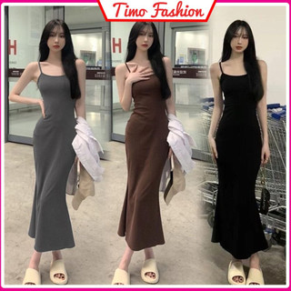  Đầm body nữ hai dây dáng dài Váy body nữ đuôi cá maxi tôn dáng cực đỉnh phong cách sexy Hàn Quốc VAY029 